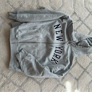 Brandy Melville Gray New York Zip-Up Hoodie